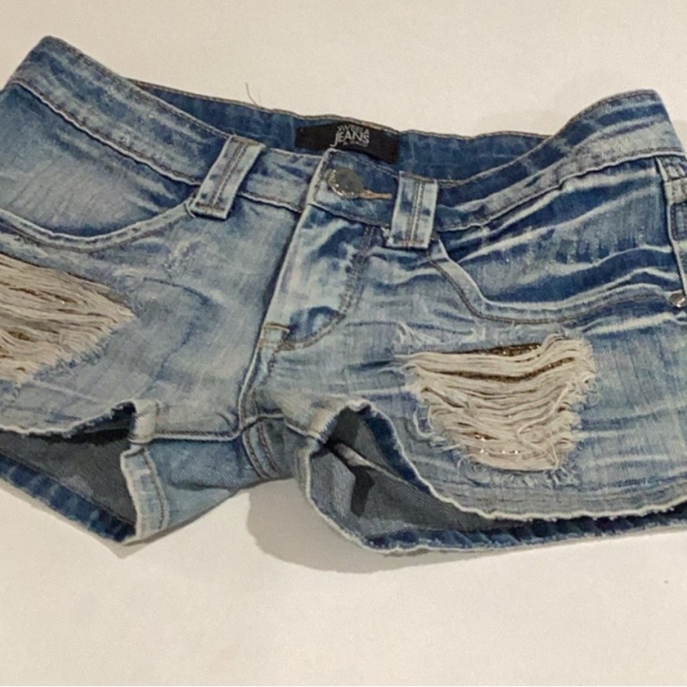 Gaudi' Light Blue Distressed Jean Shorts